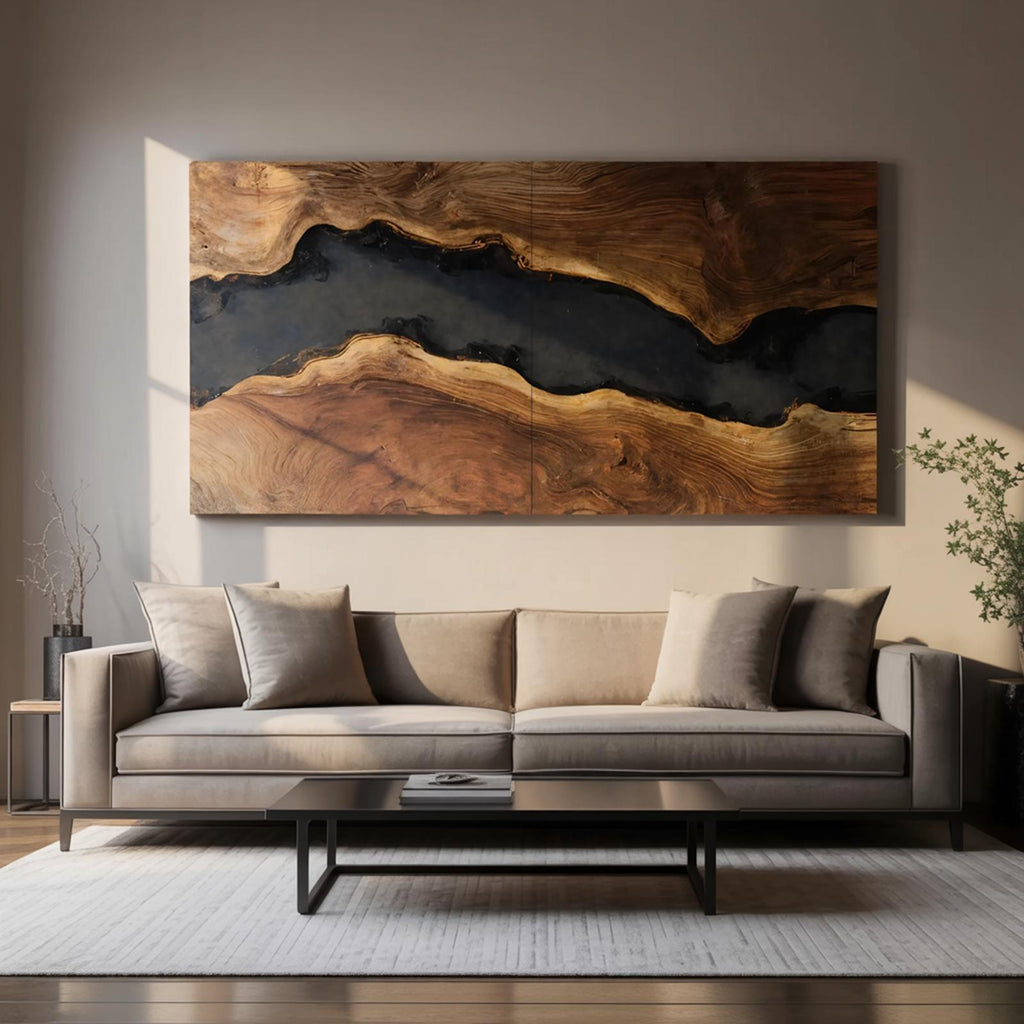Spry Interior Modern Solid Wood Wall Sculpture, Handcrafted Wooden Wall Art Panel Decor for Bedroom & Living Room, SILDTTRWA032