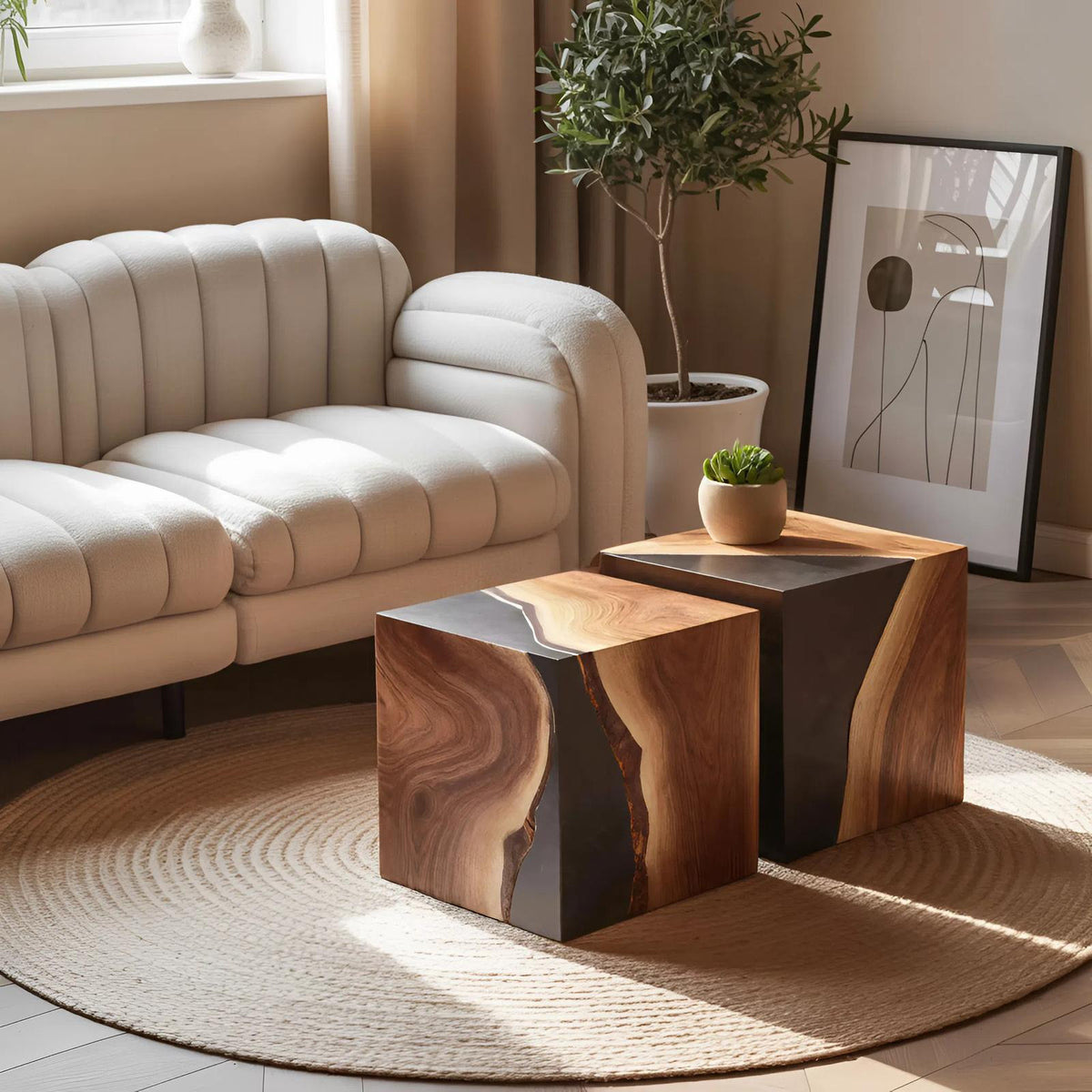 Spry Interior Farmhouse Low Wooden Coffee Table, Handcrafted Solid Wood Center Accent Table for Cozy Living Room and Lounge, SILDTTNCF033