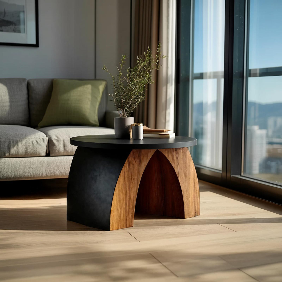 Rustic Farmhouse Wooden Side Table, Handcrafted Solid Wood End Table & Nightstand for Living Room Cozy Decor