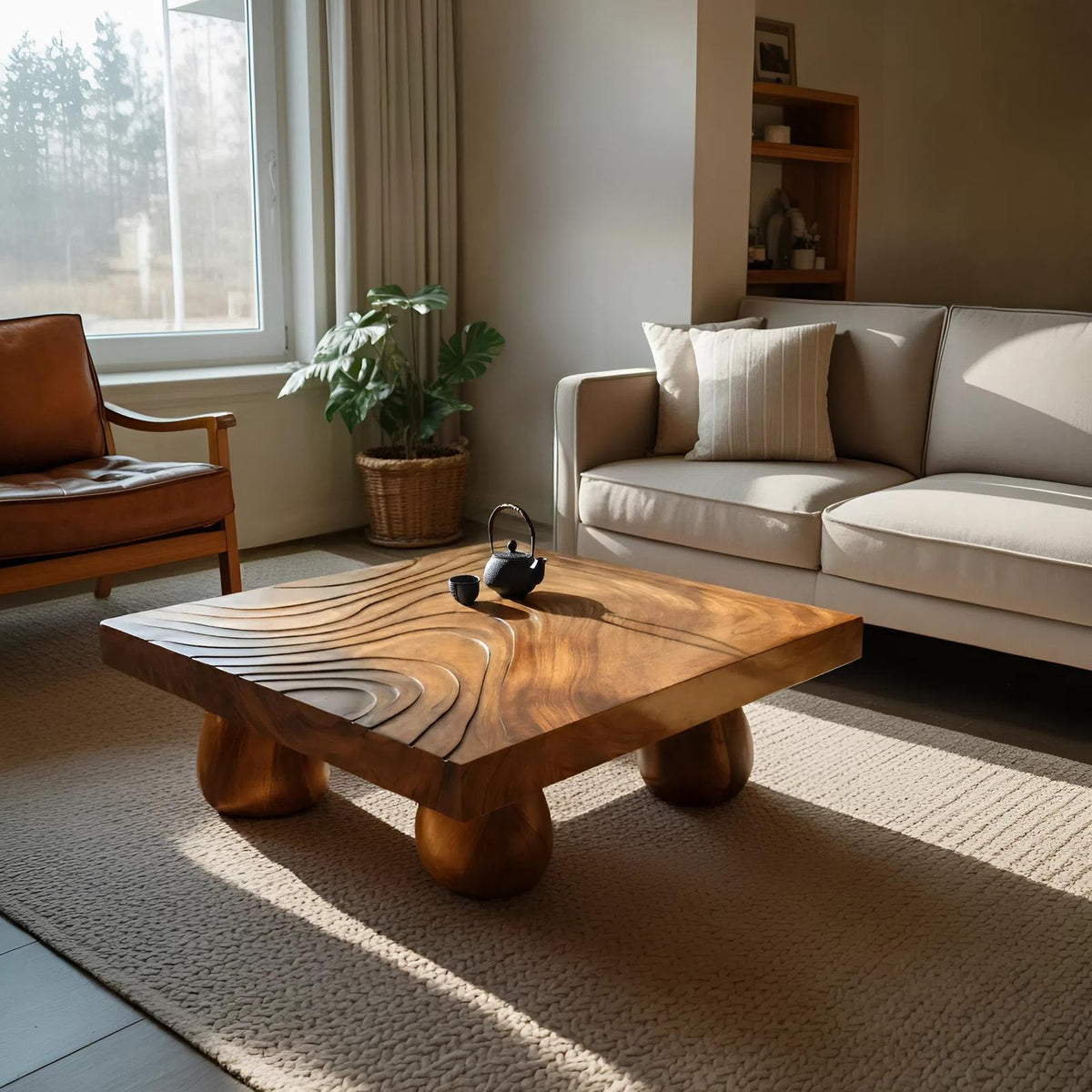 Spry Interior Farmhouse Live Edge Wooden Coffee Table, Handcrafted Solid Wood Living Room & Entryway Accent Table, SILDTTRCF069
