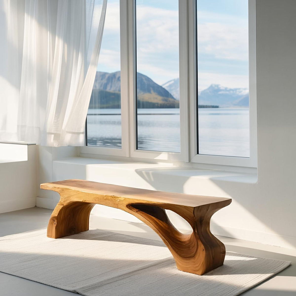 Organic Live Edge Bench For Modern Entryway Or Living Room SITHHNCHR062