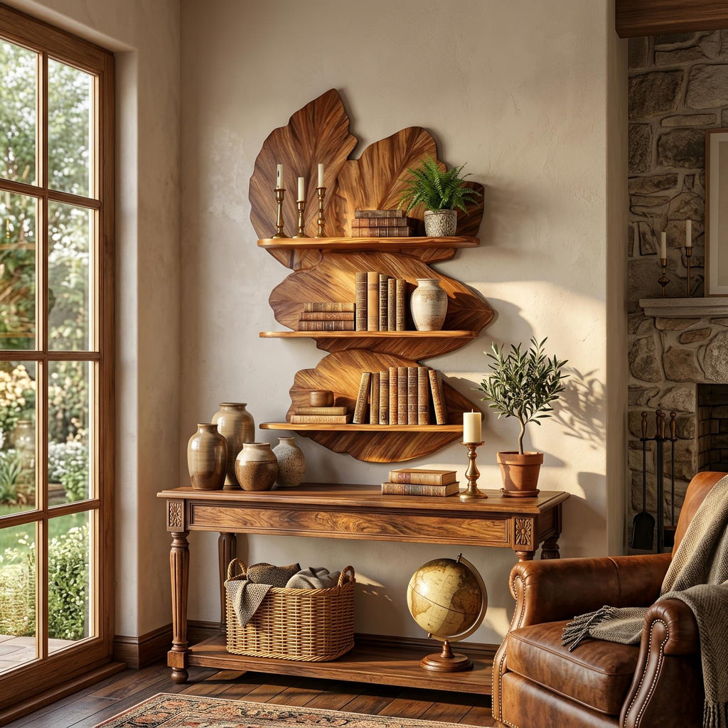 Modern Live Edge Floating Shelf, Rustic Wood Wall Mounted Display Rack for Bedroom Decor & Storage