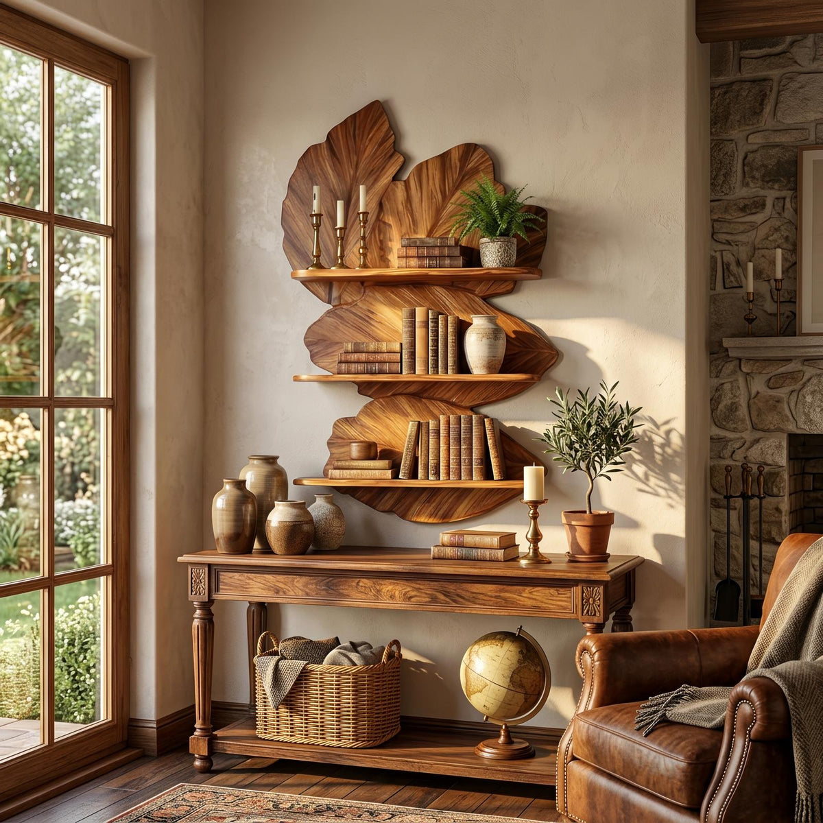 Modern Live Edge Floating Shelf, Rustic Wood Wall Mounted Display Rack for Bedroom Decor & Storage