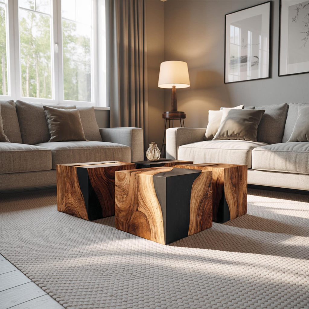 Spry Interior Handcrafted Low Wooden Coffee Table, Solid Wood Modern Center Table for Contemporary Living Room and Office Decor, SILDTTNCF050