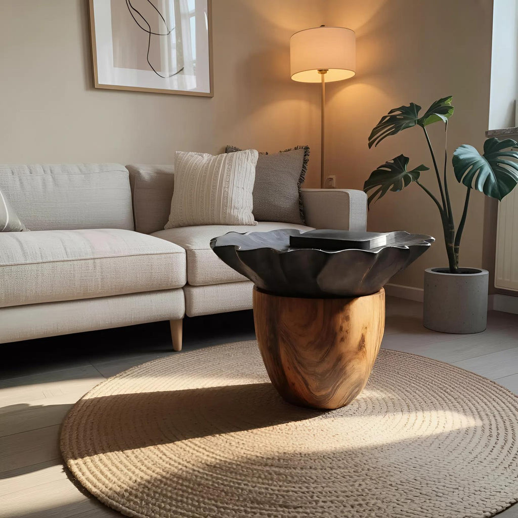Mid Century Wooden Side Table, Solid Wood End Table & Accent Pedestal for Modern Lounge, Living Room Decor