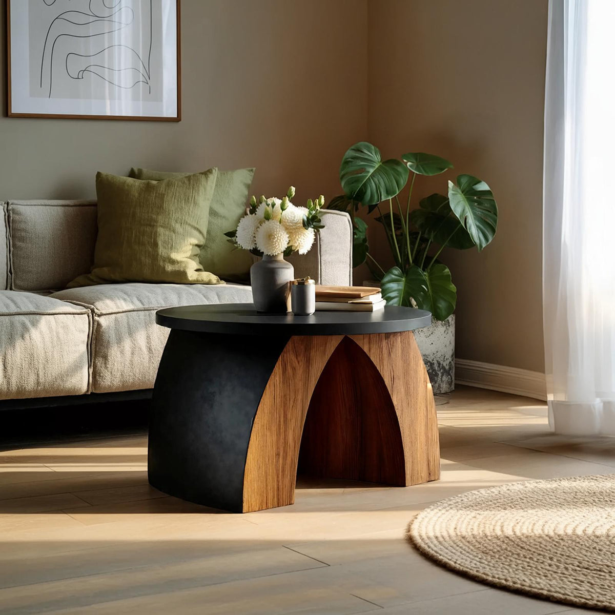 Rustic Farmhouse Wooden Side Table, Handcrafted Solid Wood End Table & Nightstand for Living Room Cozy Decor