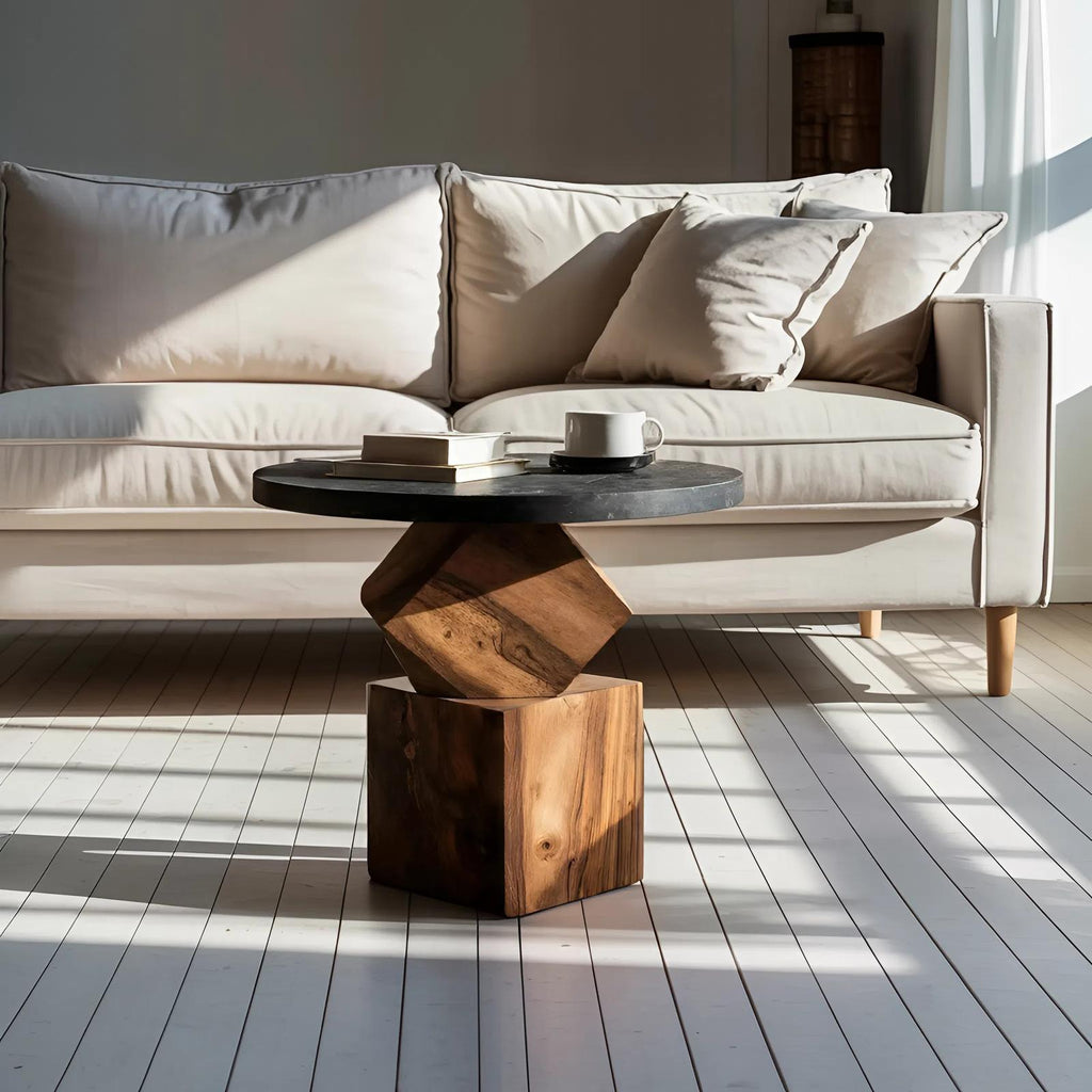 Modern Wooden Side Table & Bedroom Nightstand, Minimalist Solid Wood Accent End Table for Living Room