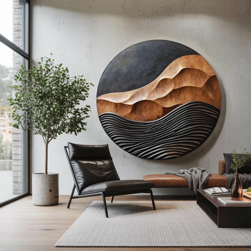 Rustic 3D Wood Wall Art, Handcrafted Reclaimed Wooden Slices Wall Panel Sculpture & Hanging Decor for Entryway