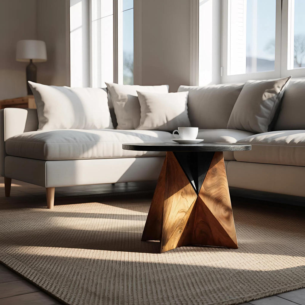 Modern Wooden Side Table, Solid Natural Wood Nightstand End Table with Storage Cabinet for Bedroom & Living Room Accent Decor