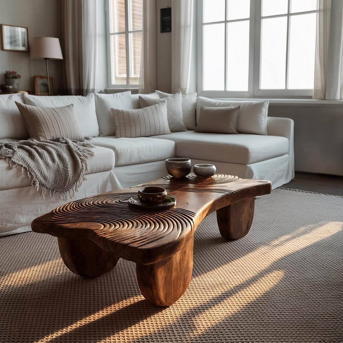 Spry Interior Farmhouse Abstract Solid Wood Coffee Table, Handcrafted Wooden Living Room Accent Center Table, SILDTTRCF053