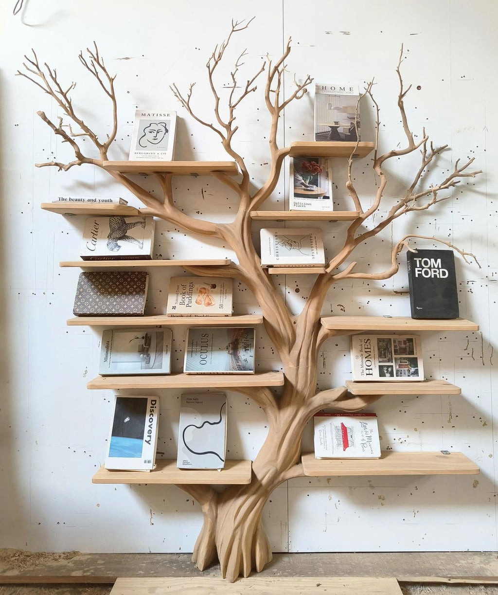 Handcrafted Tree Storage Bookcase Living Room