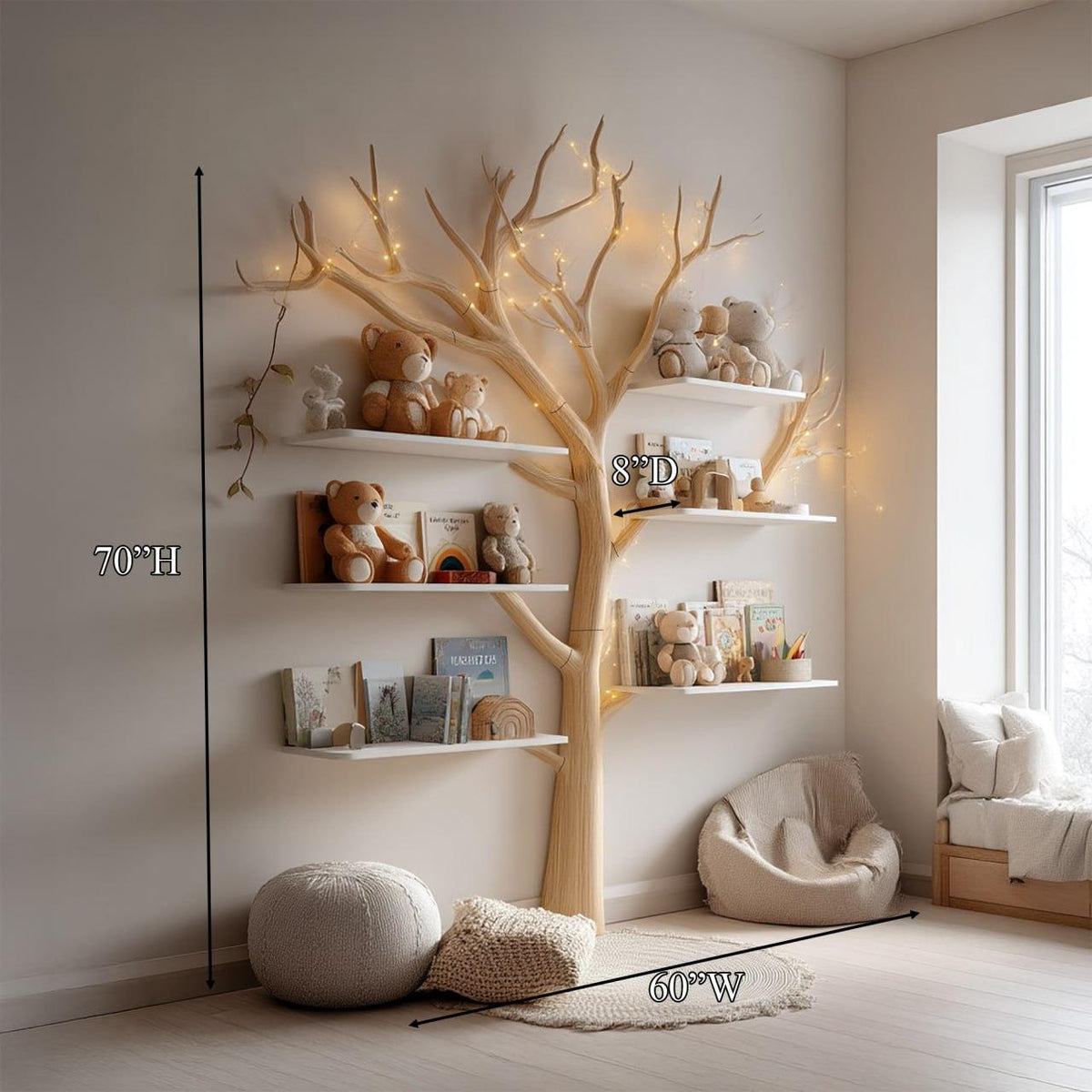 Rustic Tree Bookshelf Nursery Bedroom