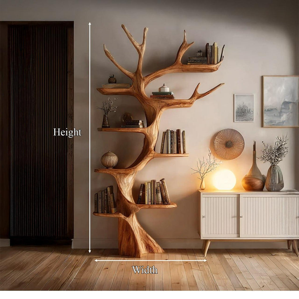 Rustic Tree Bookshelf Living Room