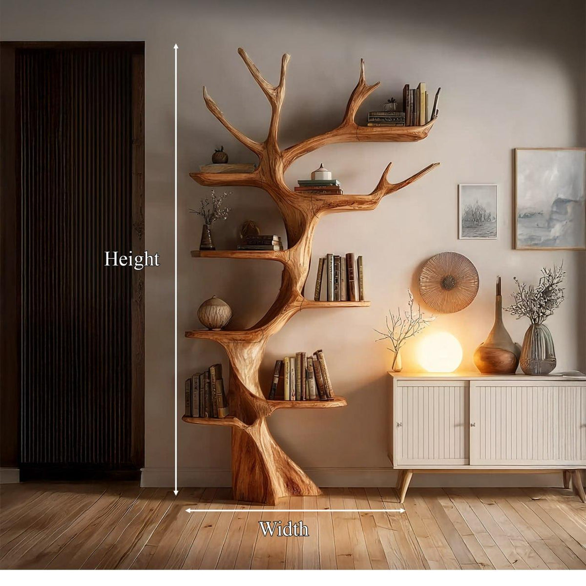 Rustic Tree Bookshelf Living Room
