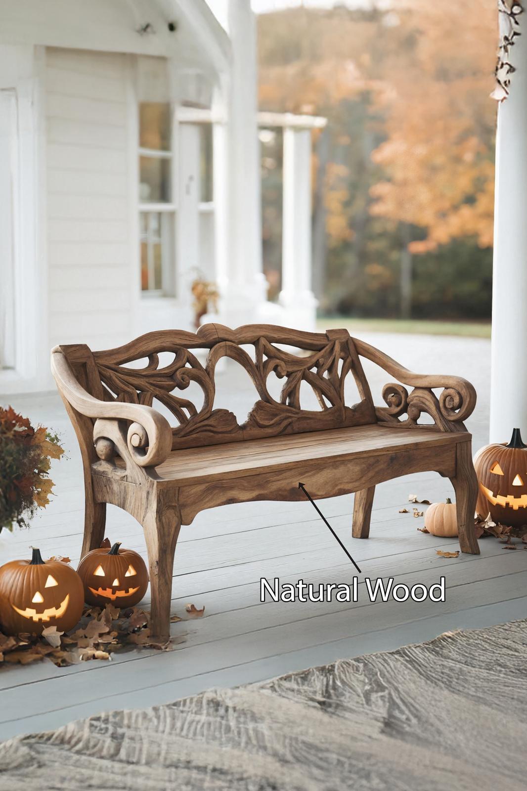 Spry Interior Handcrafted Live Edge Outdoor Bench, Solid Wood Garden Park Bench, Rustic Farmhouse Patio & Deck Seating Furniture, SILDTTNHOB025