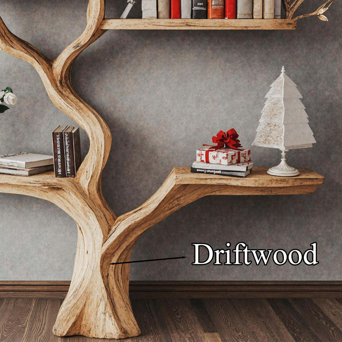 Tree Bookshelf Decor Driftwood Shelf Xmas Floating Bookshelf