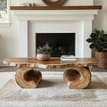 Handcrafted Rustic Wood Coffee Table, Solid Wood Live Edge Central Table for Cozy Living Room Decor