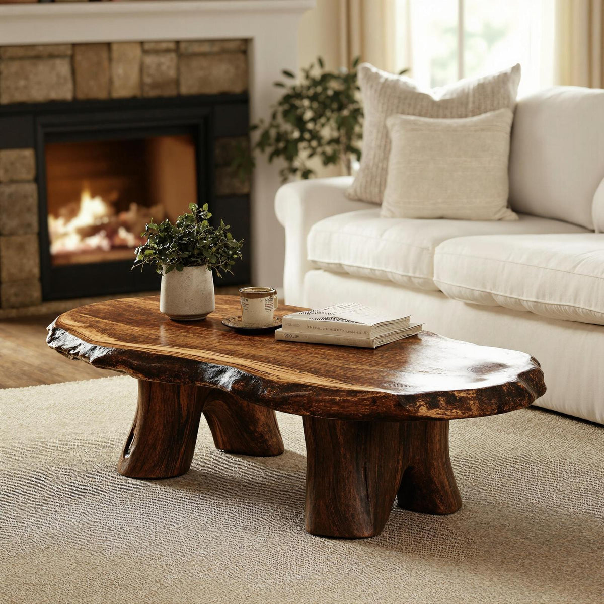 Rustic Wood Coffee Table For Living Room Decor