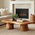 Rustic Farmhouse Wood Coffee Table, Handcrafted Solid Wood Live Edge Center Table for Living Room