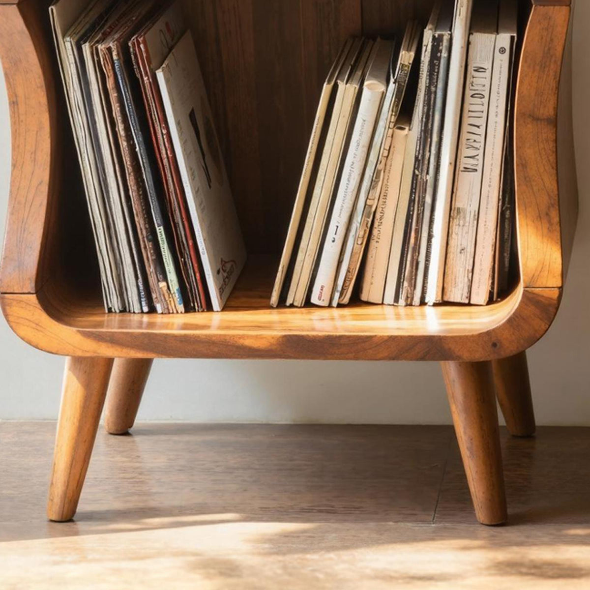 Mid Century Solid Wood Record Player Stand For Living Room