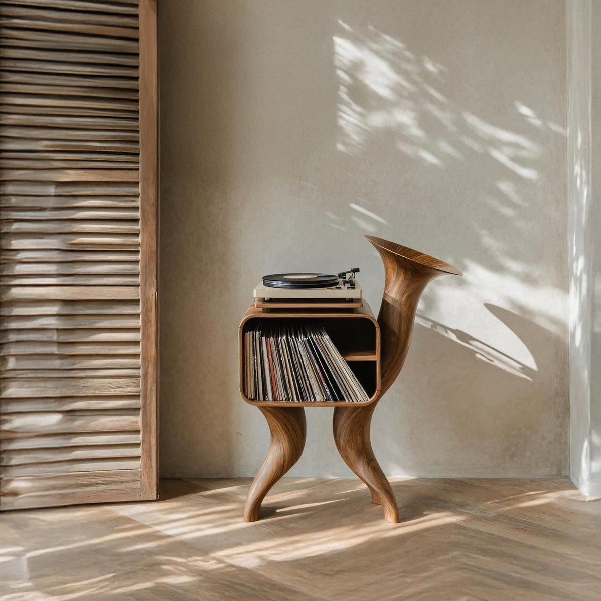 Rustic Wood Record Stand For Bedroom Organization
