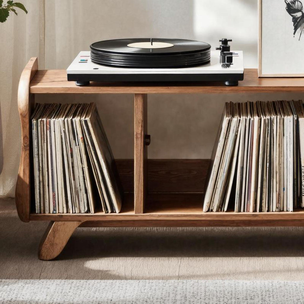 Rustic Record Player Cabinet Solid Wood For Living Room Use