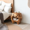 Handcrafted Wooden Nightstand, Solid Wood Bedside Table, Storage Drawer & Shelf for Bedroom Organization