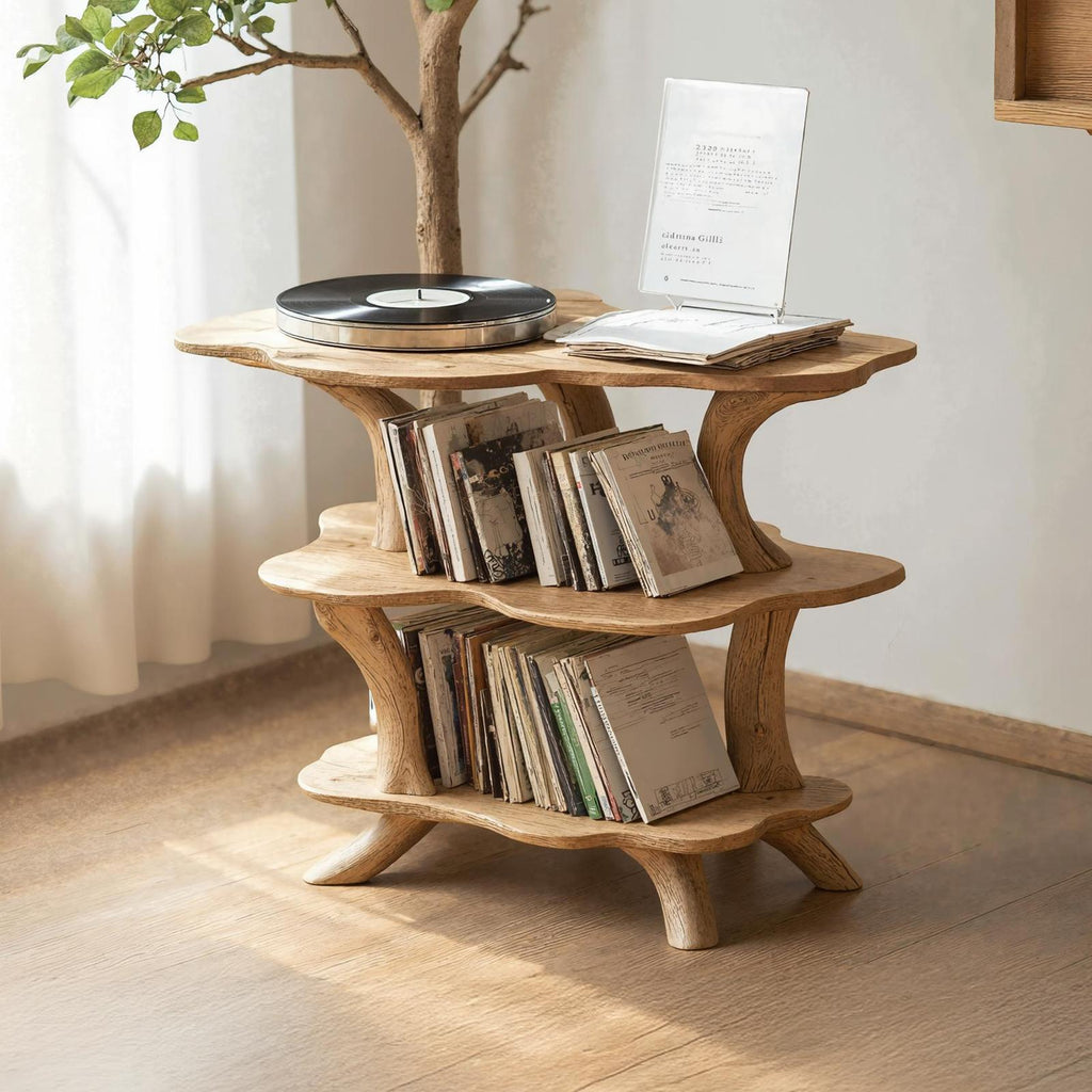 Rustic Large Vinyl Record Stand For Entryway Storage Decor