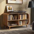 Mid Century Vinyl Record Storage Stand For Entryway Design
