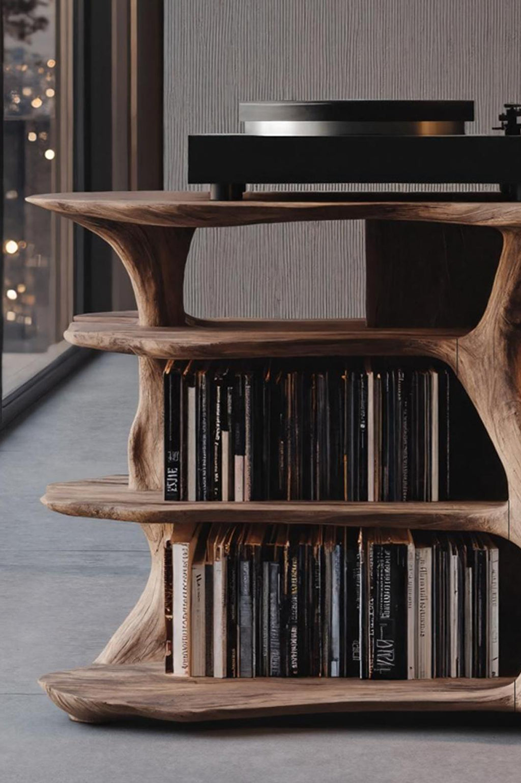 Handcrafted Vinyl Stand With Storage For Bedroom