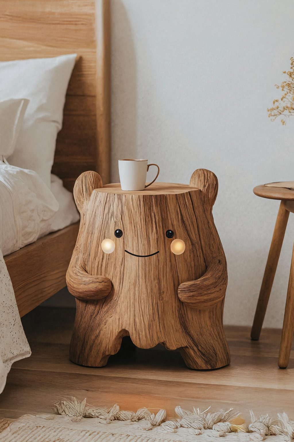 Mid-Century Wood Side Table, Solid Wood Nightstand & Bedside End Table for Small Bedroom, Living Room Spaces