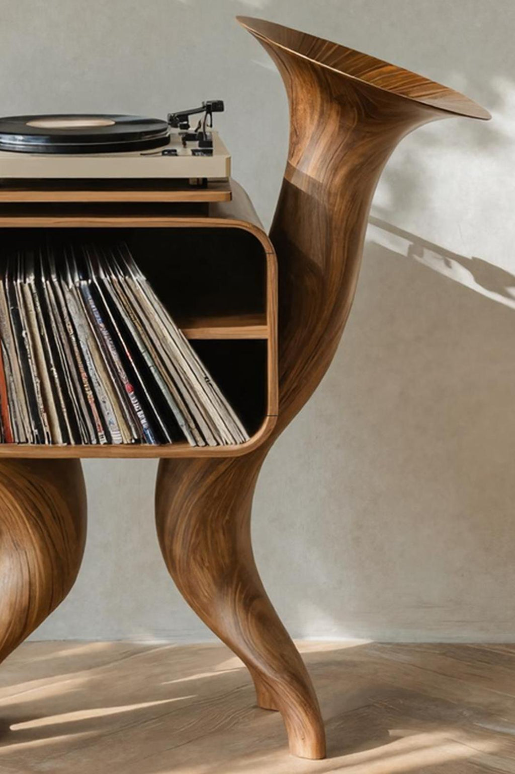 Rustic Wood Record Stand For Bedroom Organization