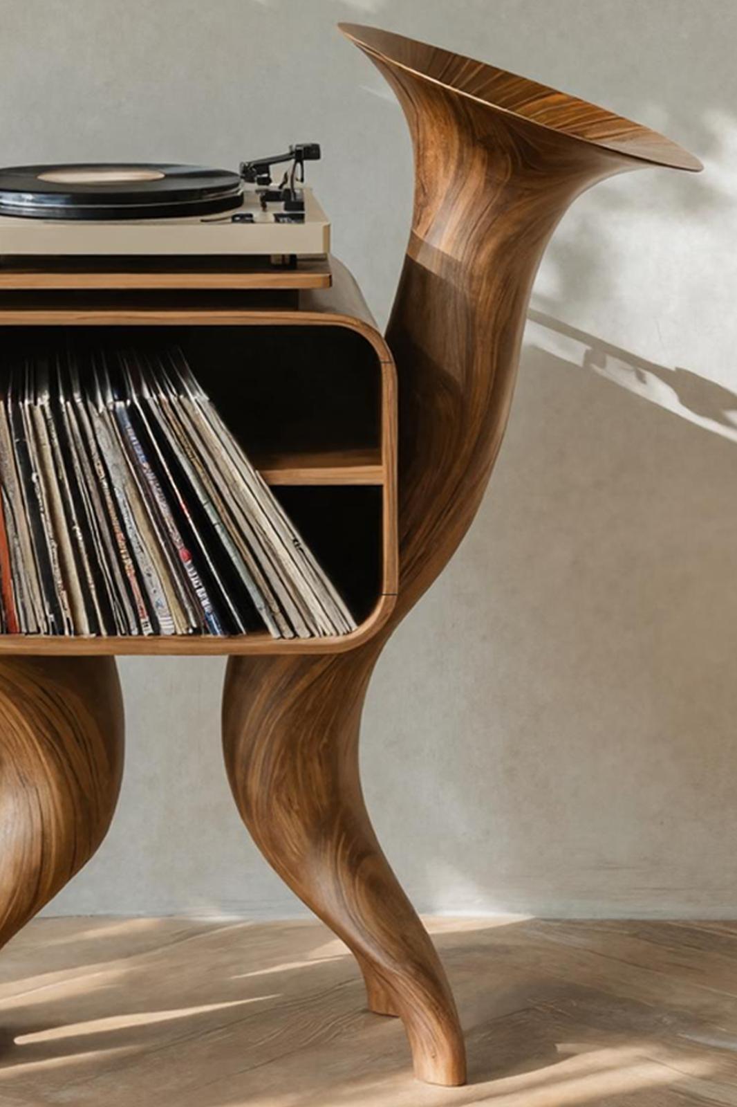 Rustic Wood Record Stand For Bedroom Organization