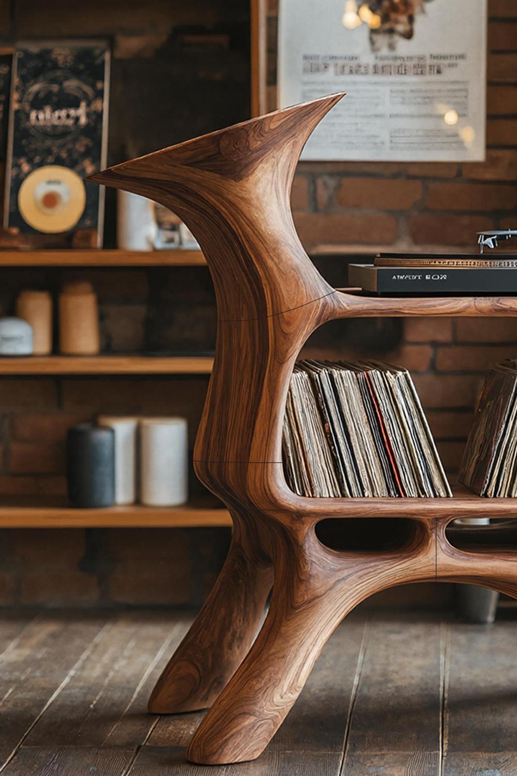 Handcrafted Vinyl Storage Unit For Livingroom Style