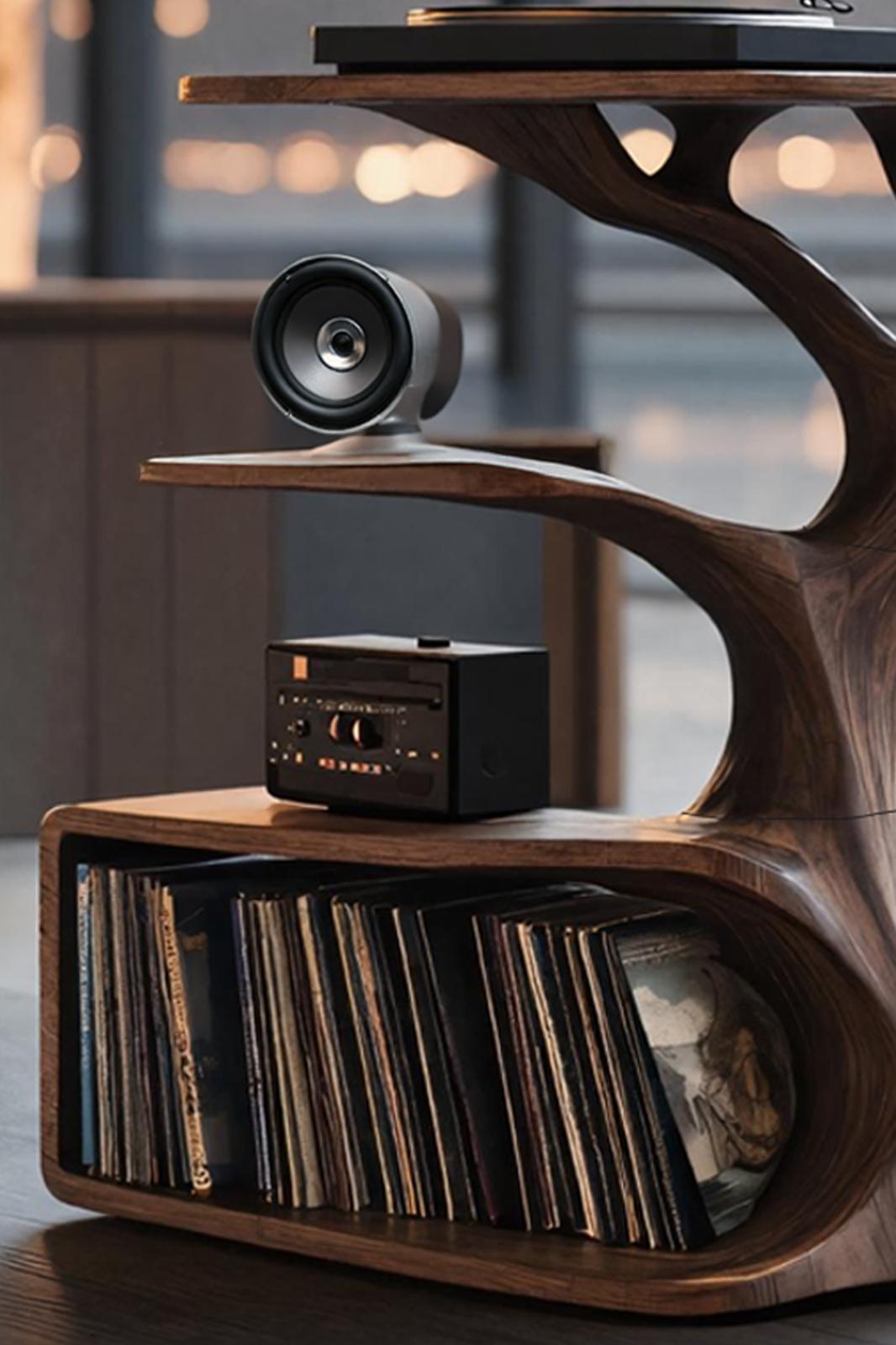 Rustic Record Player Table For Furniture And Audio