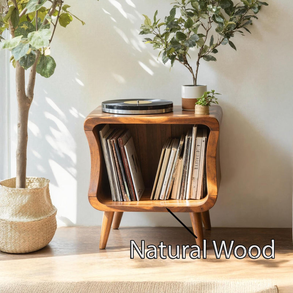 Mid Century Solid Wood Record Player Stand For Living Room