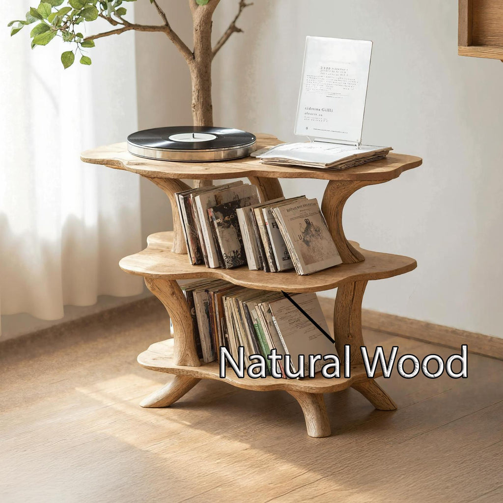 Rustic Large Vinyl Record Stand For Entryway Storage Decor