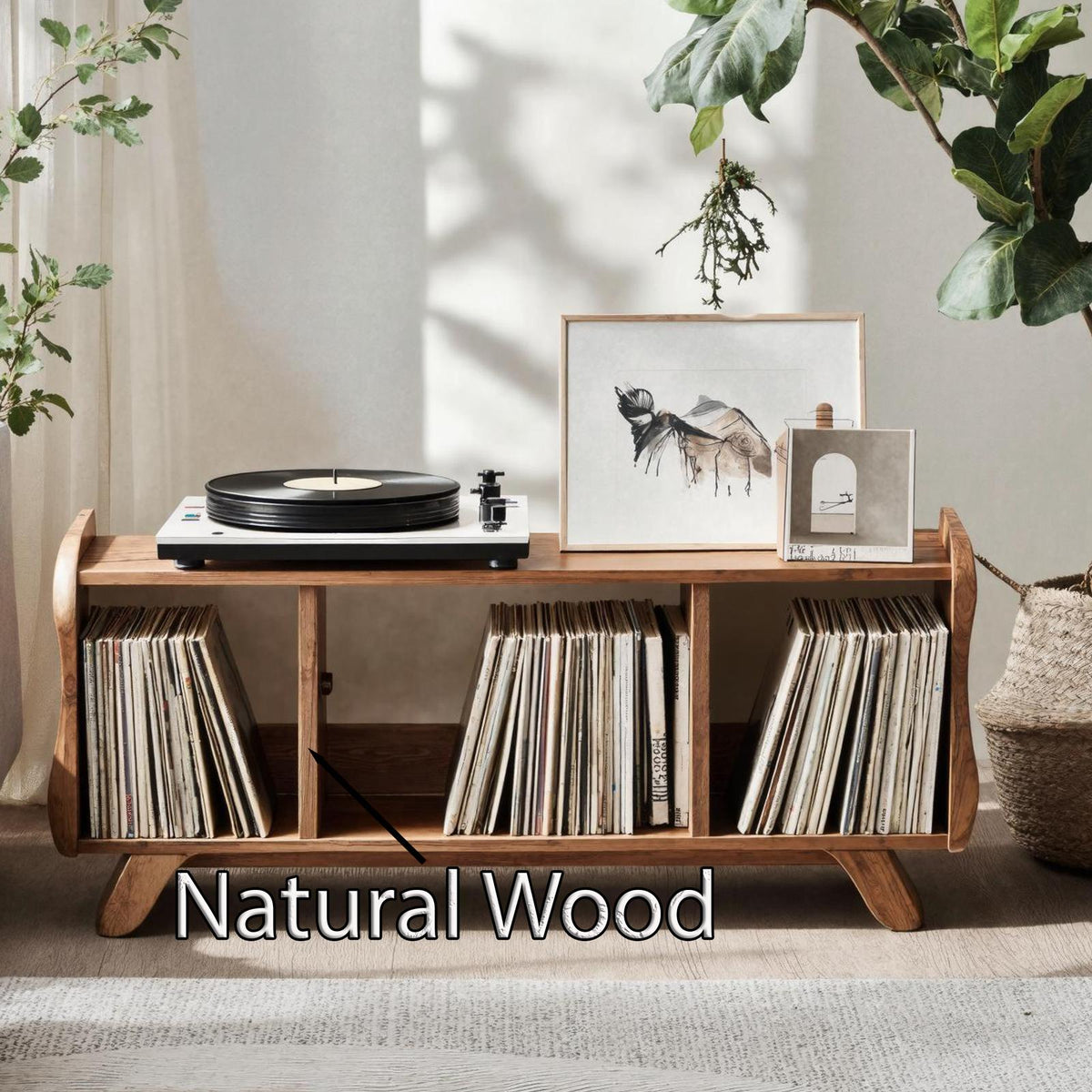 Rustic Record Player Cabinet Solid Wood For Living Room Use