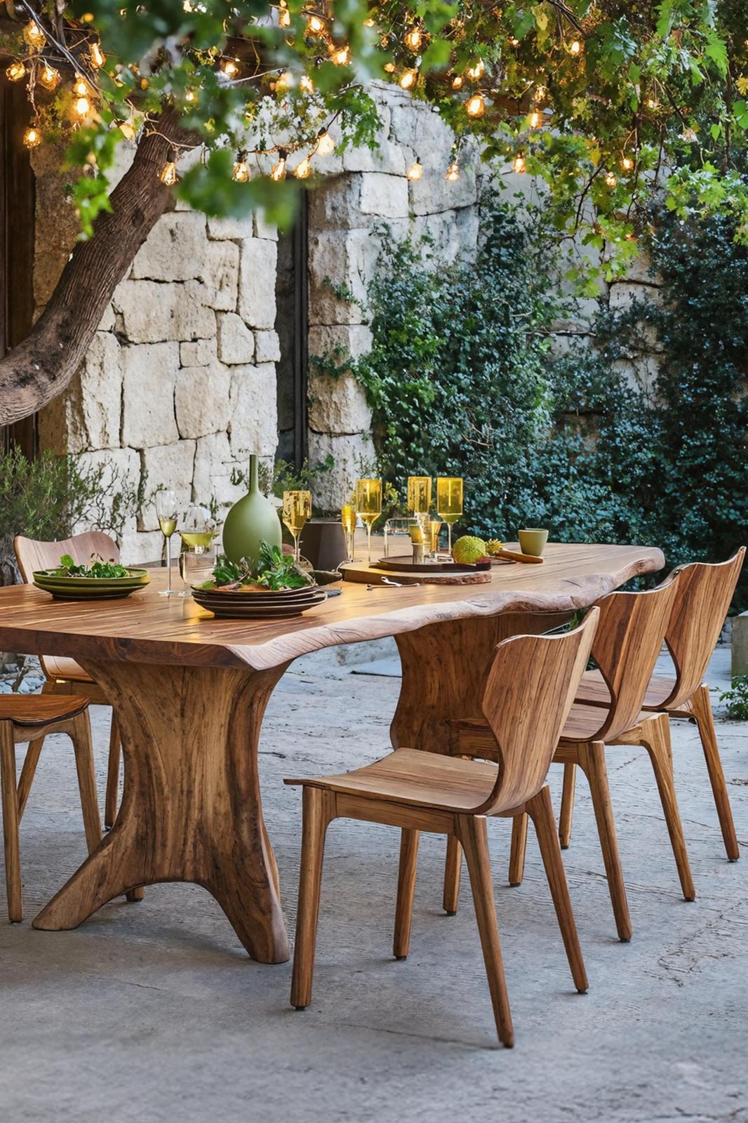 Rustic Solid Wood Dining Table, Handcrafted Live Edge Kitchen Table for Traditional Home Decor, Large Family Table
