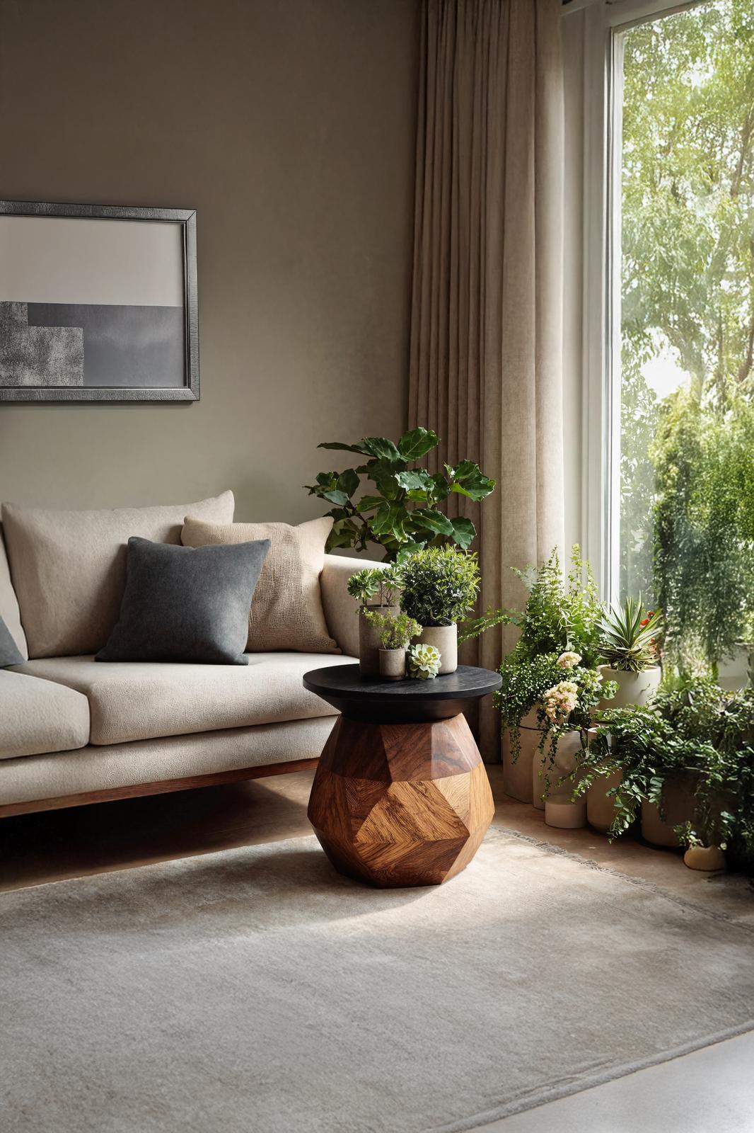 Modern Solid Wood End Table, Minimalist Block Side Table & Bedside Nightstand for Contemporary Living Room Decor