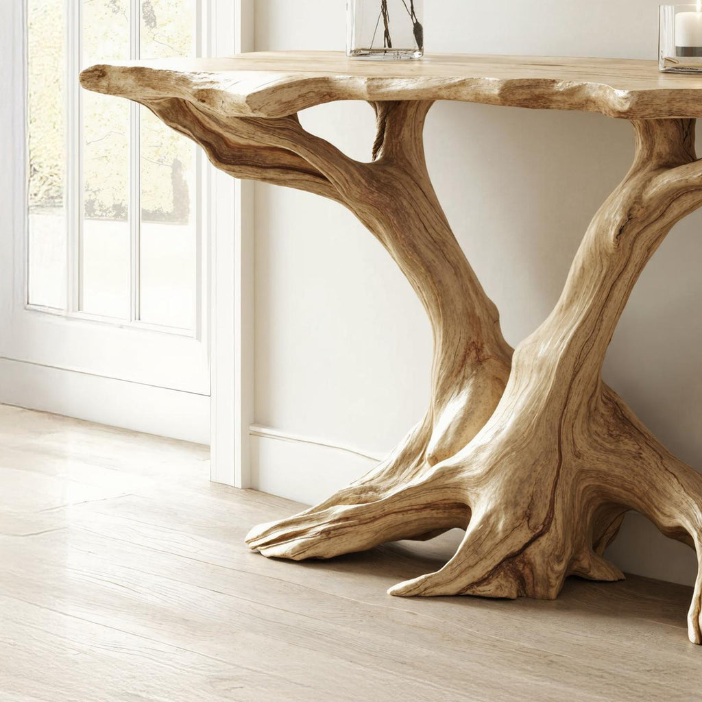Rustic Wood Console Table For Hallway Decor