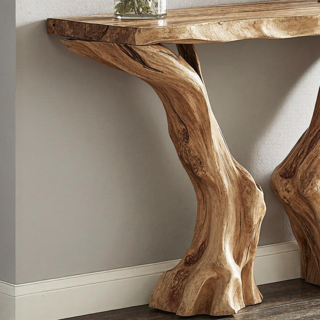 Live Edge Rustic Wood Console Table For Stunning Entryways