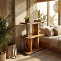 Handcrafted Live Edge Wooden Standing Shelf, Rustic Solid Wood Multi-Tier Display Rack for Bedroom Storage Decor
