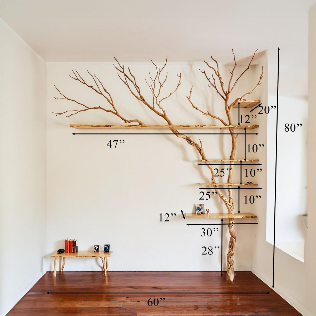 Tree Branch Floating Shelf Driftwood Art Decor SINLTB035