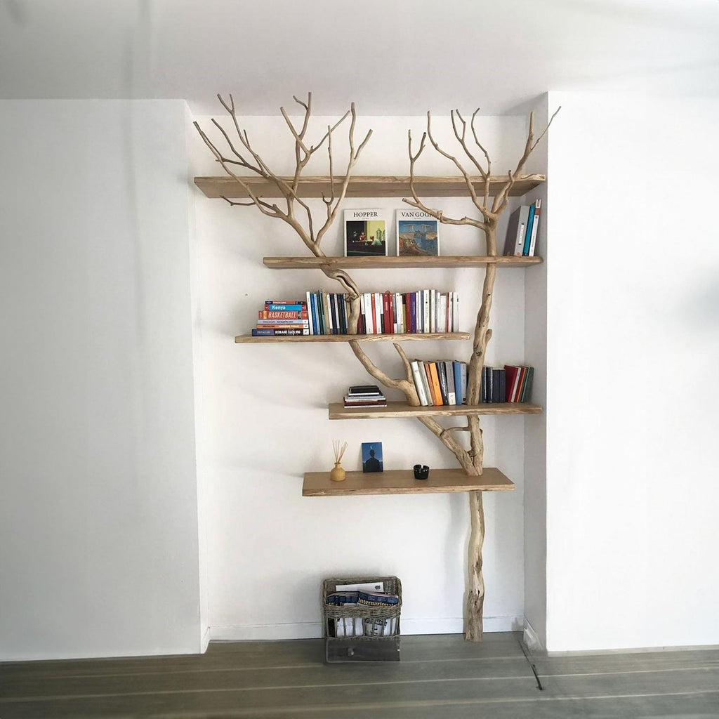 Tree Branch Floating Corner Shelf Solid Wood For Book Lover Gift