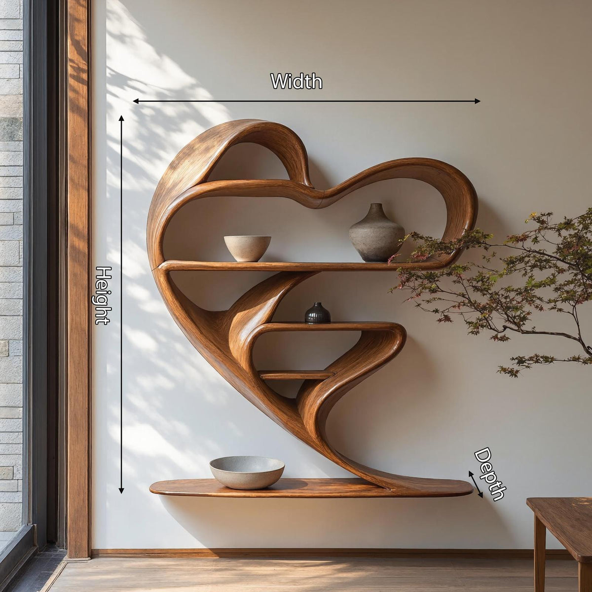 Mid Century Live Edge Bookshelf For Living Room Decor