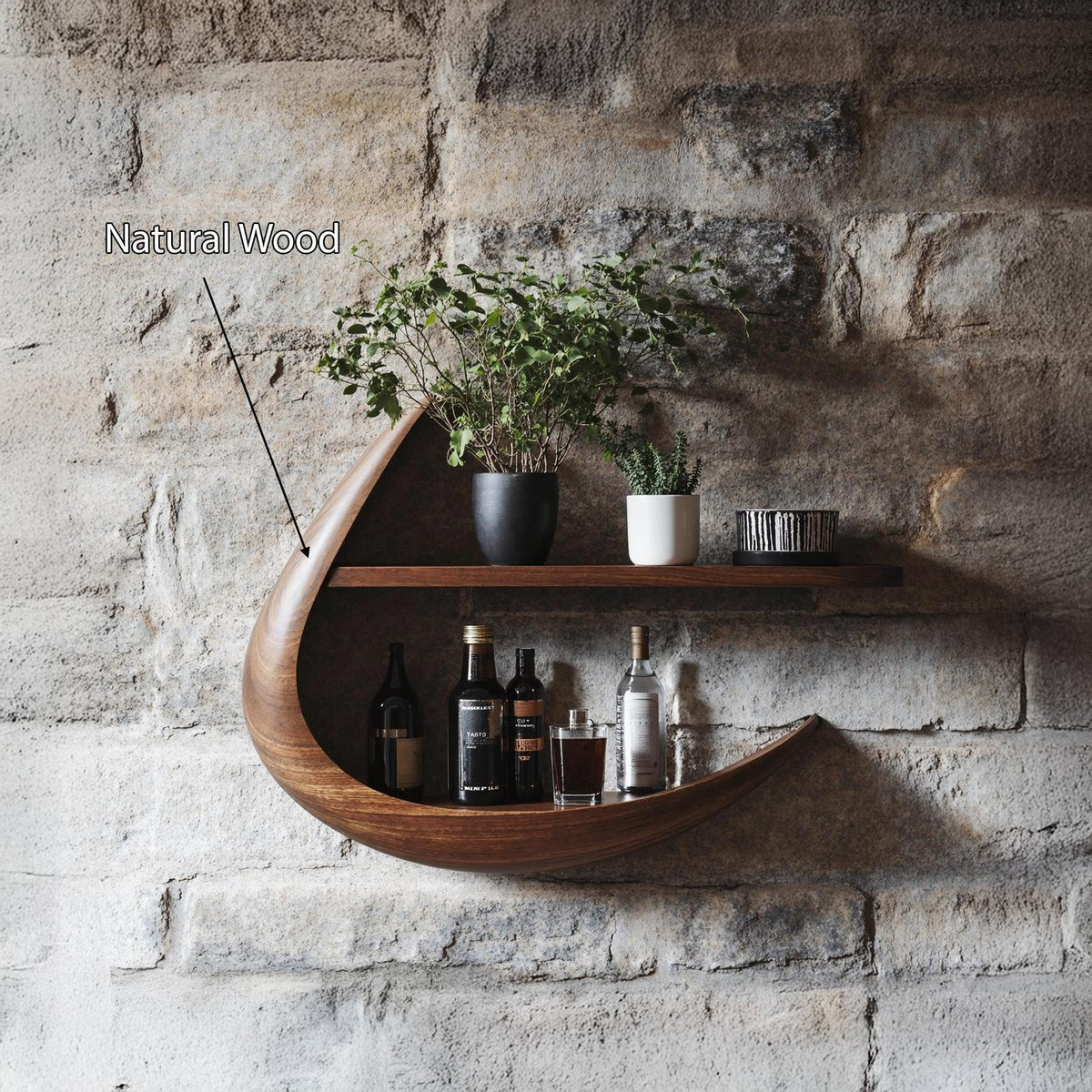 Handcrafted Live Edge Solid Wood Bookshelf, Wall Mounted Floating Storage Display Shelves for Modern Rooms