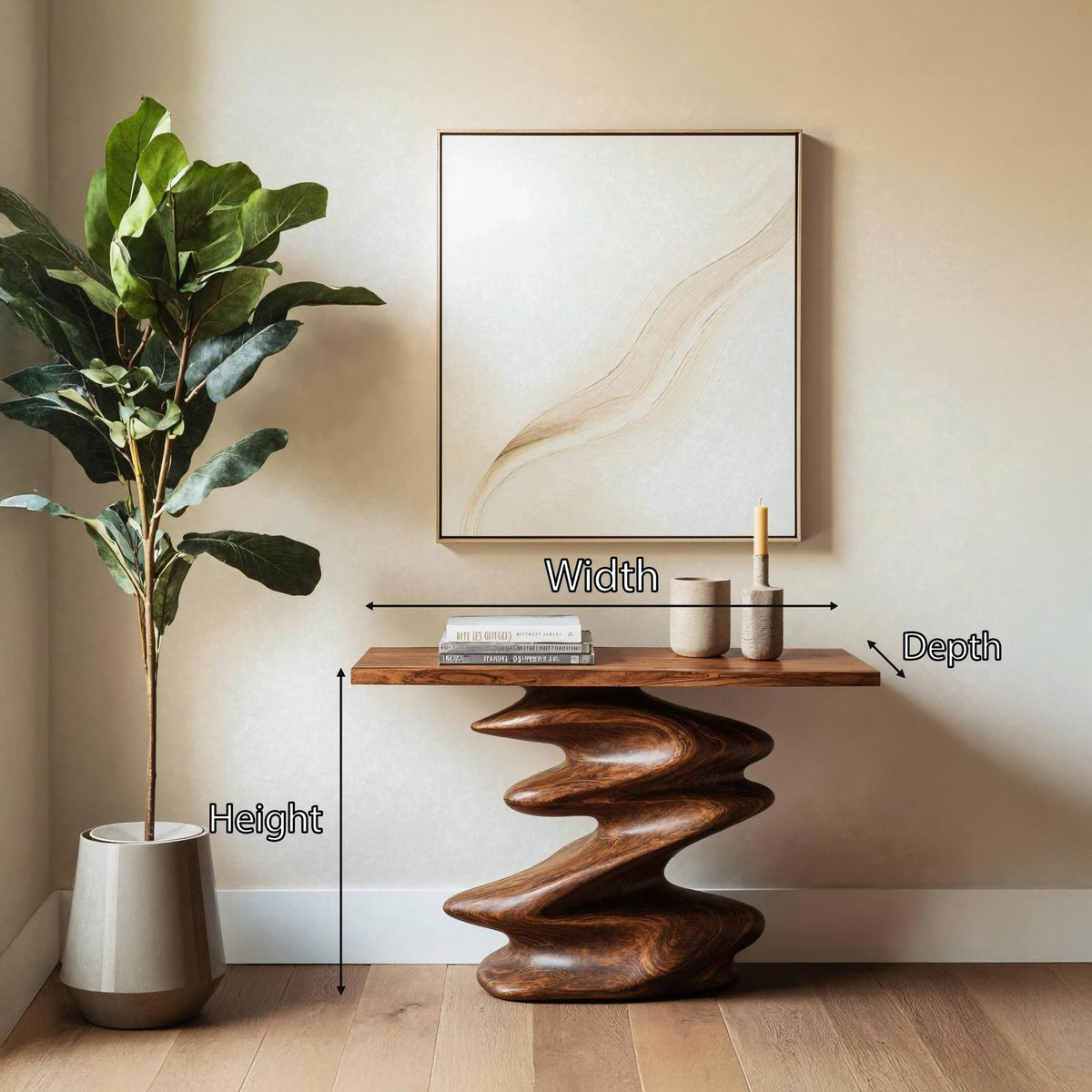 Handcrafted Unique Solid Wood Console Table, Rustic Entryway Accent Table for Hallway, Living Room Decor
