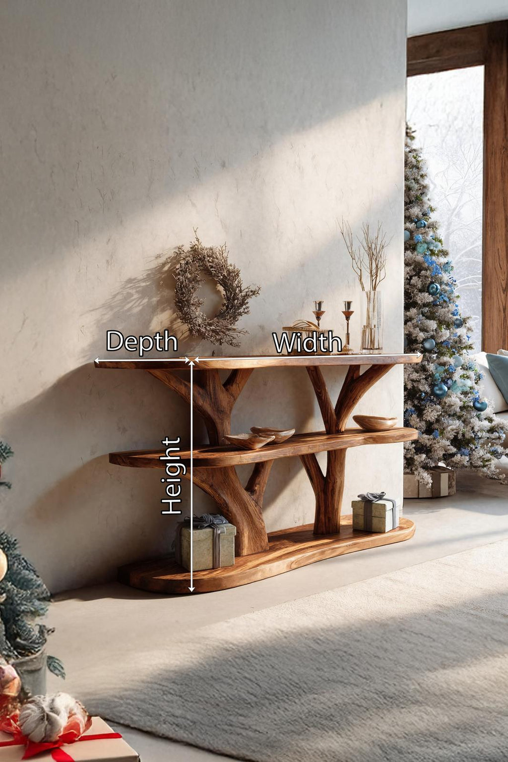 Farmhouse Solid Wood Console Table, Rustic Wooden Entryway Table, Long Behind Sofa Table for Living Room
