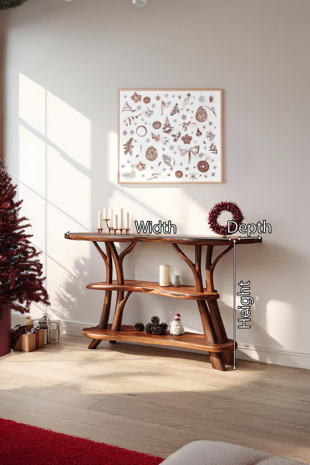 Modern Live Edge Wooden Console Table, Solid Slab Foyer Table, Minimalist Hallway Entryway Table for Living Room